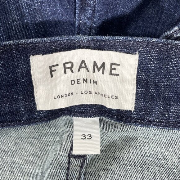 Frame Le High Rise Flare Jeans Womens Size 33 Dark Wash Cowgirl Stretch - Picture 3 of 15